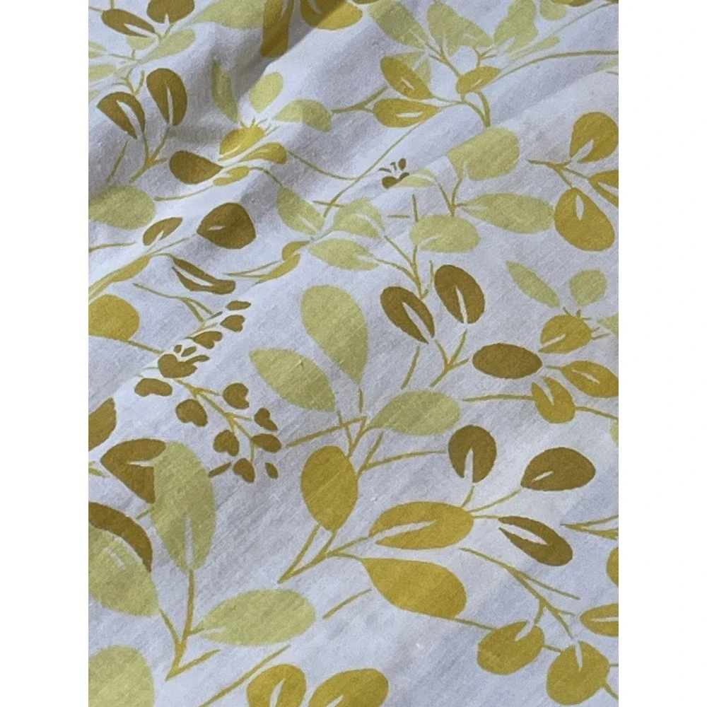 Vintage Floral Pinch Pleat Drape Panels Cotton Polyester MCM‎ Green Yellow 62